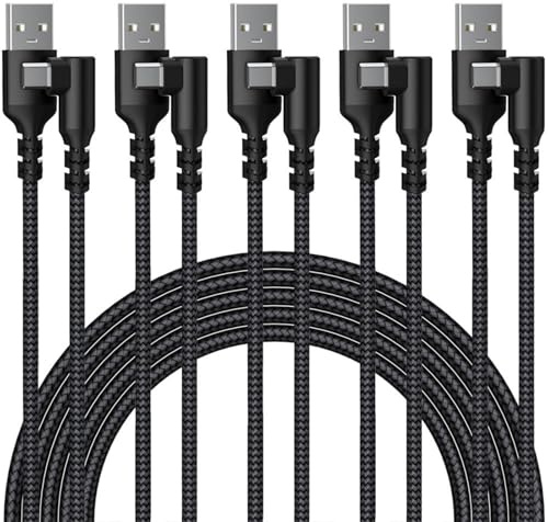 BABIBAOBEI Cable de carga USB C de nailon reforzado de 2 metros de longitud, en forma de L, mejora la flexibilidad para dispositivos de espacio reducido, cable USB tipo C trenzado para múltiples