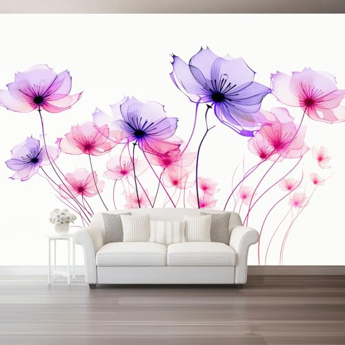 Pianta Carta Da Parati Acquerello Di Fiori Viola Murale Seta Xxl Moderne Decorazione 200 X 140 Cm Per Decorazione Soggiorno Camera De Letto Sala Ufficio