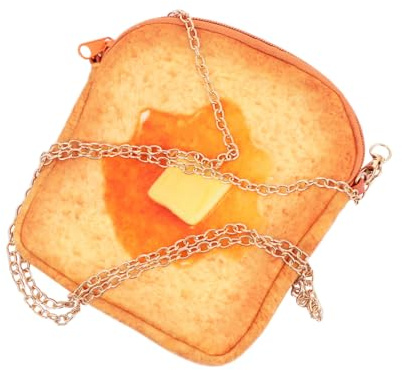 Toyvian Paquet Bandoulière Chaîne Forme Toast Paquet à Main Tissu Laine Doux Couleur Jaune Mode Femme Loisirs Travail Camping 17x10 Cm
