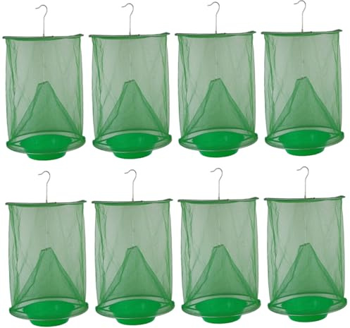 Hperu Piège à Mouches Ranch 8 pièces, piège à Mouches Suspendu Mailles Fines pour l'extérieur, Cage Pliable et réutilisable pour écurie de Chevaux, Ferme, Jardin