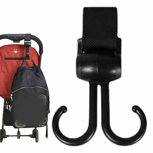 Generico Ganchos para cochecito – Ganchos de rotación 360 grados portaobjetos resistentes, con correas y mosquetón para cochecito, para bolso de pañales, compras, bolsos, mochila, silla de ruedas