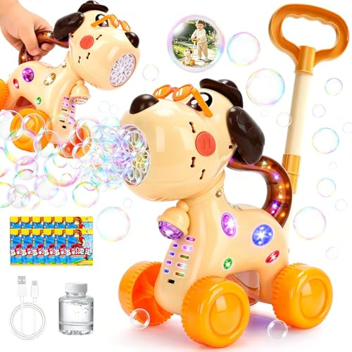 QASUN 2 3 4 Year Old Girl Boy Gifts, 15000+ Bubbles/Min Machine for Kids, Outdoor Garden Bubble Toys with Lights, Toys for 2 3-5 Year Old Girls Boys Indoor, Birthday, Wedding, Party