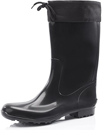 Ladeheid Gummistiefel Damen mit Stulpe Wasserdicht Regenstiefel für Jede Jahreszeit LA-968(Schwarz/Schwarz, 37 EU)