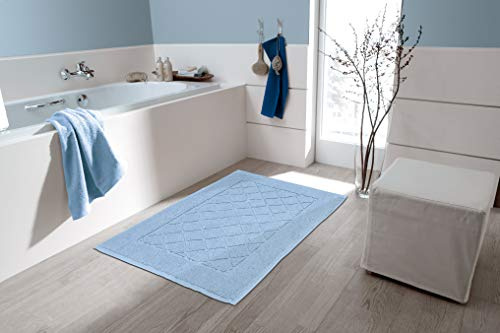 Kleine Wolke Frottiervorleger Bridge Azur 50 x 70 cm | OEKO-TEX zertifiziert, 700 g/qm, vegan ohne tierische Bestandteile hergestellt, bei 60° C waschbar, 100% Baumwolle