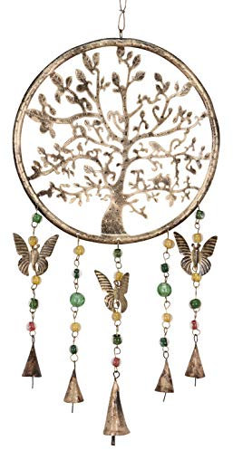 Purity Style Scacciapensieri con albero della vita, da appendere, con campanelle, perline e farfalle