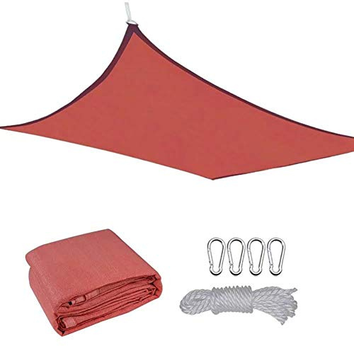 Shade HDPE Rectangle Sun Sail Canopy with Free Hardware Kit,98% UV Block Outdoor Patio Garden,Red,3.6 * 4.8m