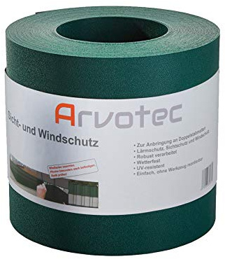 Arvotec Sichtschutz, 25 Meter - 6 Farben wählbar - zur Anbringung an Doppelstabmatten - Lärm-, Sicht- & Windschutz - einfache Montage, ohne Werkzeug - 1,1 mm Stärke statt der üblichen 1,0 mm (Grün)