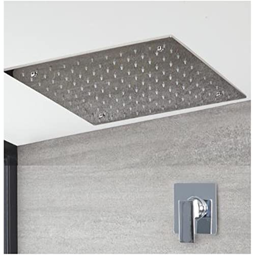MILANO Manual Mixer Valve 400mm Square Ceiling Mounted Shower Head Chrome
