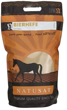NATUSAT Bierhefe Naturell Pulver - reines Naturprodukt ohne Zusätze für Pferde und Hunde, Ergänzungsfutter für glänzendes Fell und kräftige Haut - reich an B-Vitaminen (5 kg)