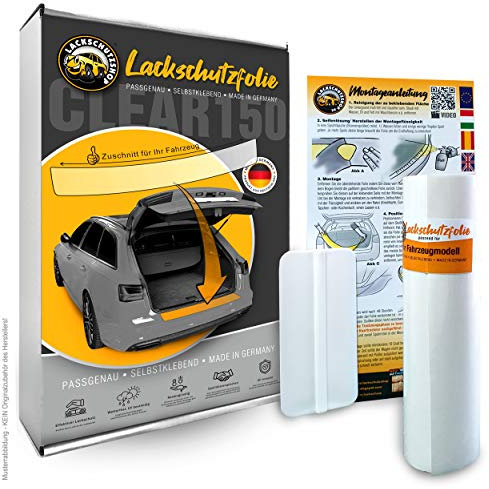 Lackschutzshop - Lackschutzfolie passend für VW Touran II (Typ 5T ab BJ 08/2015, alle Modelle) Ladekantenschutz Stoßstangenschutz, selbstklebend transparent