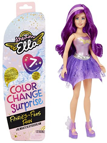 MGA's Dream Ella Farbwechsel Surprise Fairies - 29 cm große Puppe & 7+ Überraschungen zum Sammeln - Inklusive Perücke, Rock, Stiefeln & mehr - für Kinder ab 3 Jahren - Aria, Lila