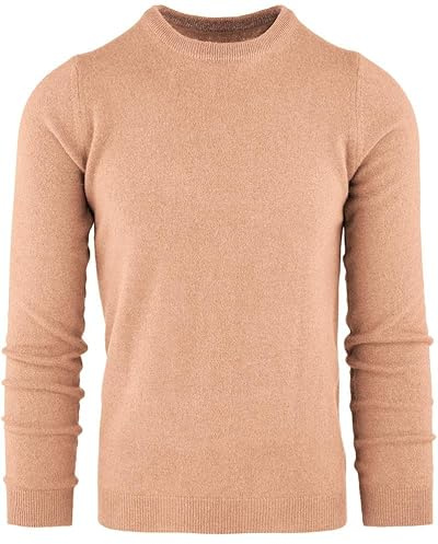 CZ - Maglione Uomo Girocollo 30% Pure Cashmere 70% Pura Lana Made in Italy Lana Pullover a Manica Lunga Soffice e Morbido (XXL, Beige)