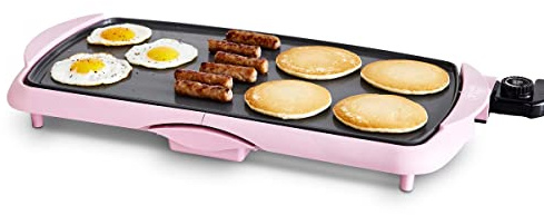 GreenLife 20” Extra Large Electric Griddle, Non-Toxic PFAS-Free Ceramic Nonstick, Temperature Control, Quick Even Heating, Removable Drip Tray, Pancakes, Eggs, Sausage, Easy Clean, Pink
