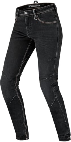 SHIMA DEVON Jeans Moto - Pantaloni Biker Ventilato Elastico Vestibilità Slim con Rinforzi in FiberQL, Protezioni CE per Ginocchia e Fianchi (Donna, Nero, 32)