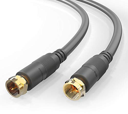 conecto Antennenkabel SAT Kabel Koaxialkabel Satellitenkabel TV 2,00m doppelt geschirmt F-Stecker, für HDTV, Receiver, Satellit, Internet, DAB, Radio, schwarz