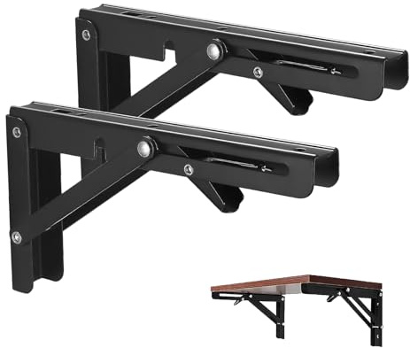 Vebetter 2er Set Klappkonsole Schwerlast 200 mm, arretierbar, Schwarz | 2er Set ; 90° sicher verriegelbar; platzsparend einklappbar; für Regal, Werkbank, Küche, Balkon und Büro