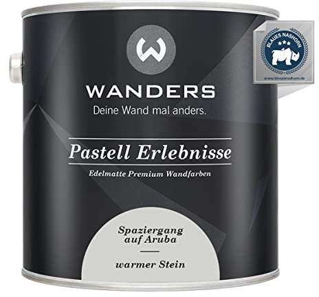 Wanders Pastell Erlebnisse 2,5L - Warmer Stein/Sehr Helles Grau - Edelmatte Wandfarbe! Küchenmöbellack und Möbelfarbe. Kreidefarbe für Holz & mehr. Hohe Deckkraft, schnell trocknend