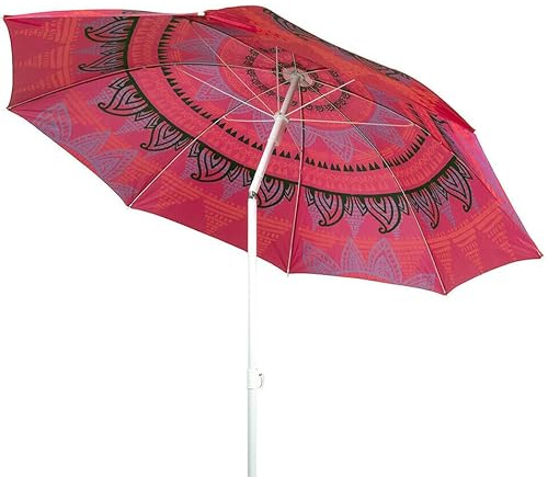 Faboer 1.9M Garden Mandala Umbrella Tilt Outdoor UV Protection Sun Shade Canopy Outdoor Patio Tilted Umbrella