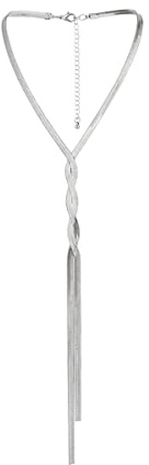 fdsmall Quaste Kragen Halskette Schlange Knochen Kette Einfache Lange Choker Schmuck Einstellbar für Frauen und Mädchen Minimalistische Kette Halskette (Silberfarben)
