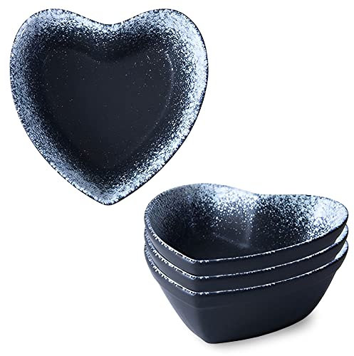 Soup Bowl,Rice Bowl,reakfast Bowl,Heart Shaped Ramekins Set, 500ml, Creme Brulee Ramekins, Souffle Dish Oven Proof Dishes, Souffle Ramekins, Ramekins For Air Fryer-blue-Set of 6 ( Color : Black and gr