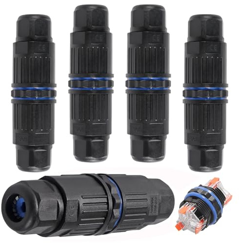 5Pcs Waterproof Cable Connector 4Pin Wire Connector 4 Way Inline Wire Connector 4 Pin 4 Out Connectors Electrical Terminal Quick Outdoor Push in Terminal Suitable for Repair Extend Power