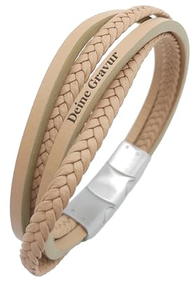 COWstyle Lederarmband Herren mit Gravur - Personalisiertes Männerarmband mit Namen Datum - Geschenk für Papa zum Vatertag - Aus Echtleder