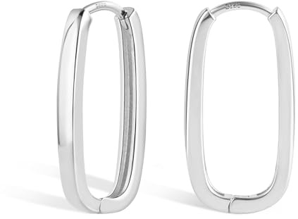 ALEXCRAFT 14K Vergoldet Eckig Dreieck Ohrringe Silber 925 Creolen für Damen | Silber 925 Ohrringe Eckige Creolen Kleine Knorpel Huggie Kreolen U-förmige Creolen Quadratische Ohrringe Oval Damen Herren