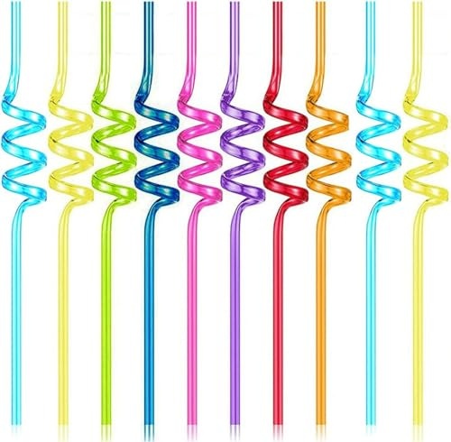 Ajoutez 10 pailles bouclées réutilisables en plastique pour fêtes d'enfants, bar à domicile, mariages, anniversaires, réunions de famille
