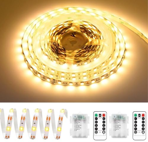 Sunshine smile LED Strip Batteriebetrieben 1m,8 Modi LED Strip Batteriebetrieben,LED Streifen Schmal,LED Lichtleiste Batterie mit Timer für Schränke, Treppen, Küche, Betten