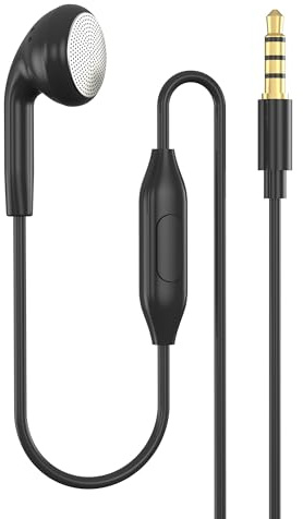 3.5mm In Ear Single Side Earphones with Microphone Earbud Wired Headset Noise Isolating Earplugs Car Driver Single Side Headset Call/Music Controls Compatible with Computers, Phone