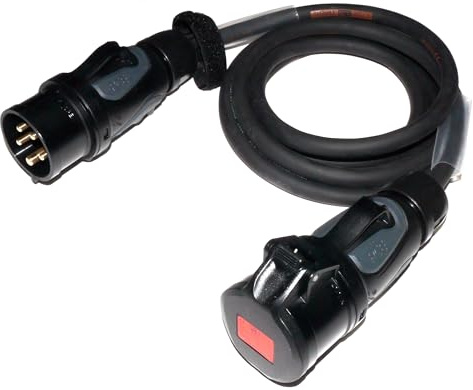 CEE Starkstromkabel (1,5m-50m) 16A Verlängerungskabel Titanex H07RN-F 5x2,5mm² mit schwarzem PCE Grip Stecker und Kupplung, Event-Line von Event-Kabel&more (35 Meter)