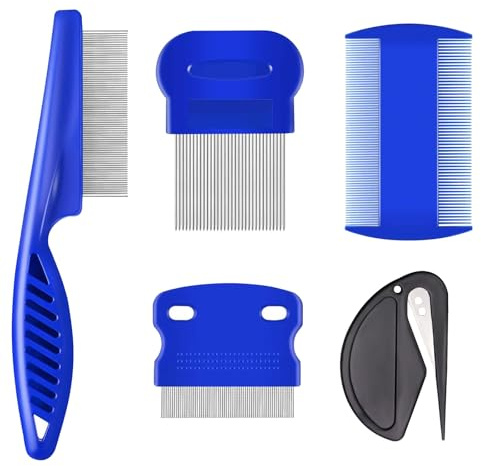 AYNKH 5 Stück Floh-Läusekamm mit einem Haarschneidemesser, Katzen- und Hundepflegekamm, Flohentfernung, Entfilzungswerkzeug für kleine, mittelgroße und große Haustiere, zum Entfernen von Flöhen und