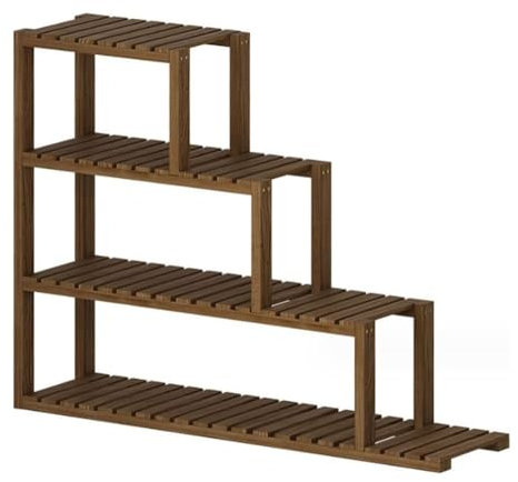 Pflanzenständer, Leiter-Blumenständer, einfacher Retro-Pflanzenständer mit 4 Ebenen, freistehendes Leiterregal aus Holz, praktisches, korrosionsbeständiges Präsentationsregal, Regale für Pflanzen,