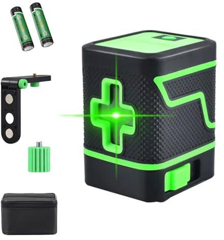 Laser Level, Self-Leveling Green Beam Laser Level with 2 Lines Horizontal/Vertical, Adjustable Light, Magnetic Bracket, 2 x AA Batteries