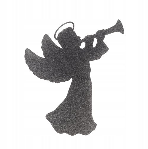 Kapaga - Engel mit Trompete - Weihnachtlicher Engel mit Trompete - Weihnachten - Dekorative Figur - Christbaumschmuck - Baumschmuck - Metallfigur - Dekorationen - Winterdeko - Weihnachtsdeko (Silber)