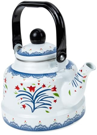 SHOWERORO Enamel Tea Pot 1.7l Thickened White Enamel Water Boiling Kettle Stovetop Safe for Gas and Induction Cooker Kitchen Teakettle for Home and Restaurant