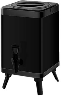 KhUkhu Barril de Agua Caliente para Cocina casera con asa, dispensador de Bebidas Aislado de Acero Inoxidable, para Fiestas, barbacoas, reuniones Familiares, campamentos,Negro,8L