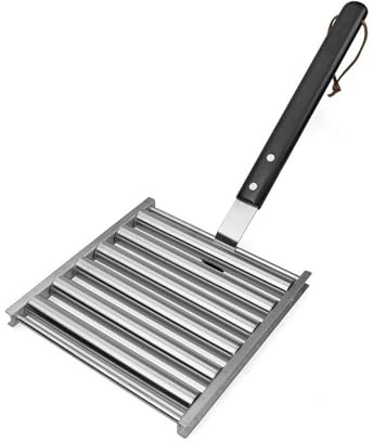 Fornello per salsicce rotante a 360 gradi rimovibile con rulli antiruggine Pulizia rapida BBQ Strumento per salsicce per picnic domestici Griglie girarrosto in acciaio antiruggine