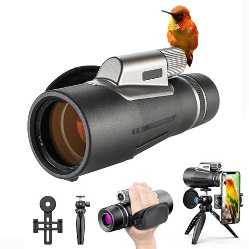 Professionelles 12x56 Monokular für Nachtsicht & Smartphone-Fotografie: Mit HD, BAK4 Prisma & FMC-Linse, 24mm Okular, wasserdicht IPX7, inkl. Stativ für Vogelbeobachtung, Bienenbeobachtung