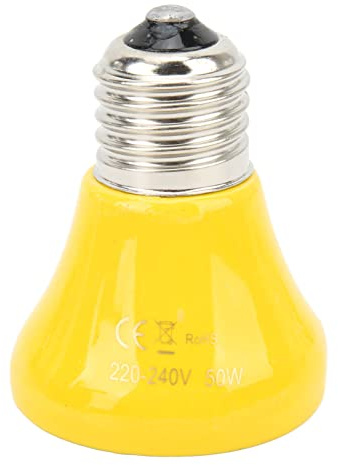 Qcwwy Lampe Chauffante en Céramique Reptile, E27 Ceramic Heat Emitte Lampe sans Léger Bulbe de Chauffage D'amphibien Céramique pour Reptiles Amphibian Chicken Pet Crooder Coop Lizard (50W Jaune)