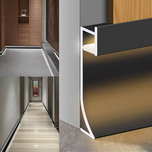 Blazea Corniche LED Plafond Plinthe LED en Aluminium pour Sol, Cache-plinthes à Éclairage Linéaire en Aluminium, Diffuseur LED Profilé pour Home Cinéma, Salon Ou Entrée(4m(13.1ft))