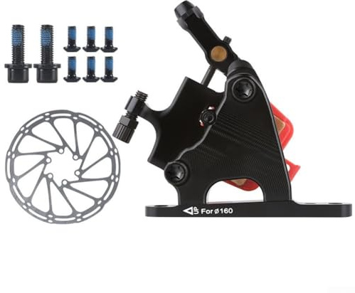 Ensemble d'étrier de frein à disque hydraulique pour vélo de route avec support plat et compatibilité pour disques de frein de 140/160 mm, convient pour une utilisation avant et arrière (avant)