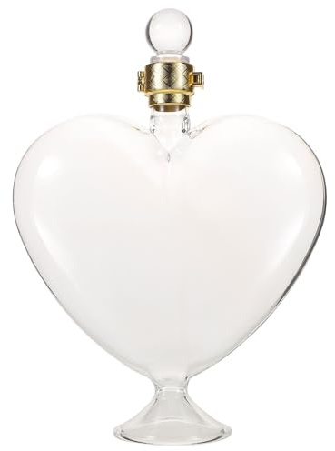 Kichvoe Bottiglia a Forma di Cuore in Vetro Resistente al Calore 500ml Tappo Ermetico per Vino Brandy Regalo Raffinato per Donne