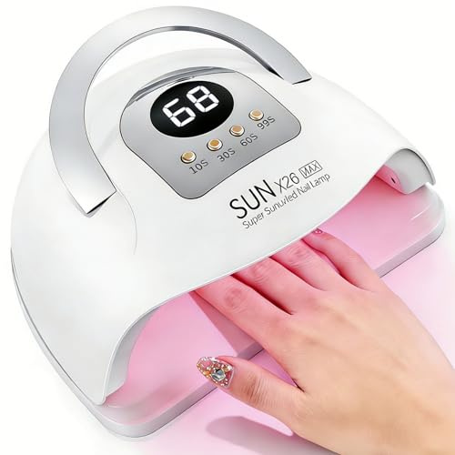 UV LED Nail Lamp 380W Professional Nail Dryer Gel Polish Light with 81 Beads & 4 Timer Settings, Nail Polish Curing Gel LED Dryer with Automatic Sensor, LCD Display