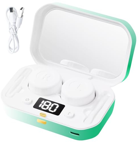Ultrasonic Lens Cleaning Device with 4 Timer Modes & 360° High-Frequency Vibration, Portable for Soft and Colored Lenses, Green.