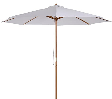 Garden Parasol Fir Wooden Garden Parasol Sun Shade Outdoor Umbrella Canopy 3m Cream Patio Umbrella, Easy to Clean and Maintain Garden Umbrella Sun Shade Canopy