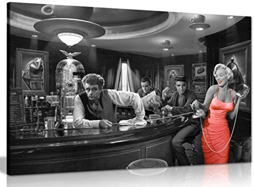 Kunstdruck auf Leinwand: Marilyn Monroe, Elvis Presley, James Dean, schwarz/weiß/rot, schwarz / rot / weiß, A1 76x51 cm (30x20in)