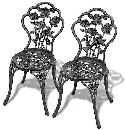 vidaXL Bistrostühle Gartenstuhl Stuhlset 2 STK. 41 x 49 x 81,5 cm Aluminiumguss