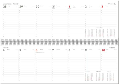GÜSS Schreibtisch-Querkalender 1 Woche auf 1 Seite 30x13 cm Tischquerkalender
