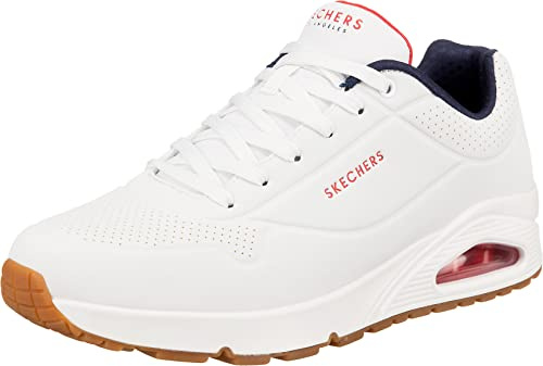 Skechers Uno Stand on Air Baskets Homme, White Durabuck Navy Red Trim, 43 EU